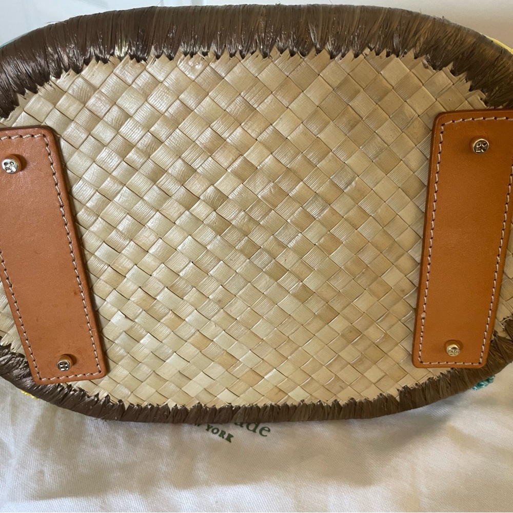 KATE SPADE Top Handle Raffia Flowers/Polka Dot, Dust Bag EUC 🤎🩷🩵 ✨HOST PICK✨ - Picture 16 of 16